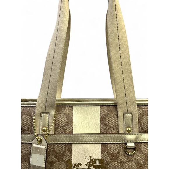 Coach Signature Stripe Heritage Tote Bag - Picture 2 of 16